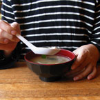 eating miso soup, Japanese Food picture, free stock photo, royalty-free image
